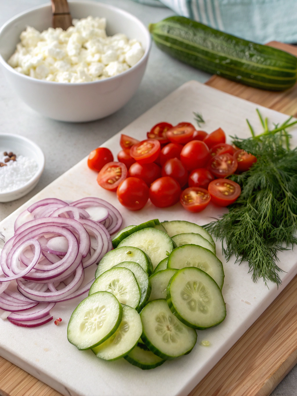 Creamy Cucumber Salad ingredients