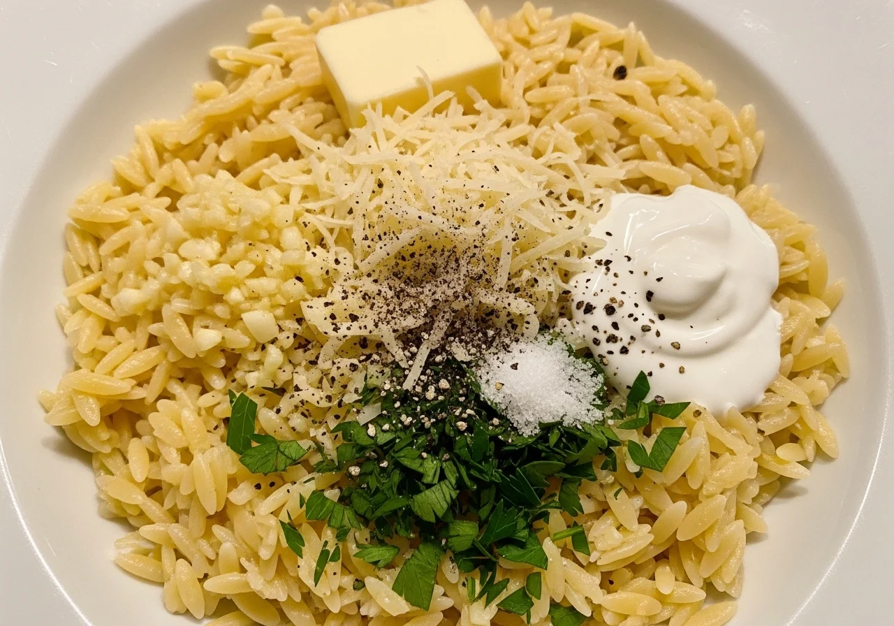 garlic parmesan orzo