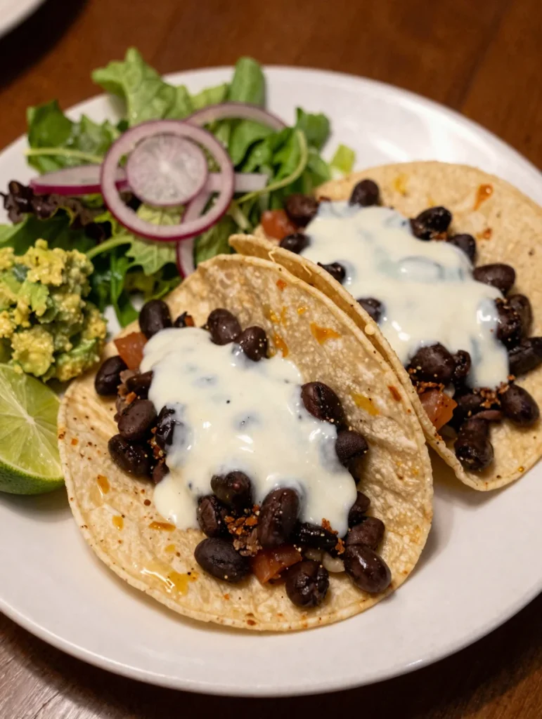 Black Bean Tacos with Lime Crema