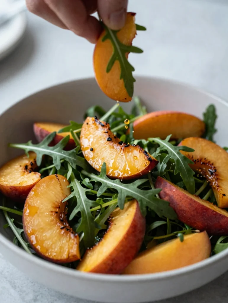 Grilled Peach and Arugula Salad
