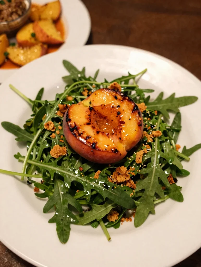 Grilled Peach and Arugula Salad