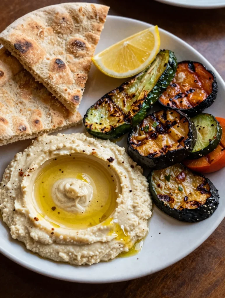 Grilled Veggie Platter with Hummus