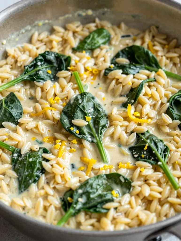Lemon Orzo with Spinach