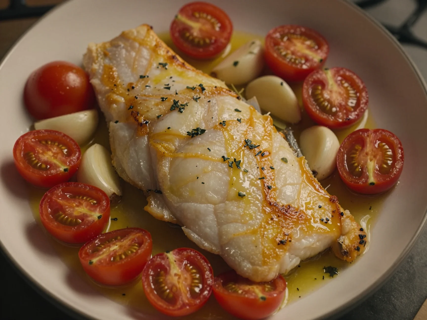 One Pan Baked Cod with Tomatoes