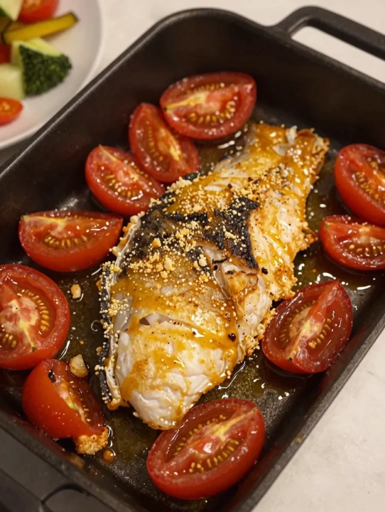 One Pan Baked Cod with Tomatoes