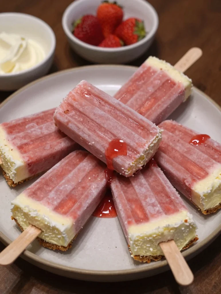 Strawberry Cheesecake Popsicles